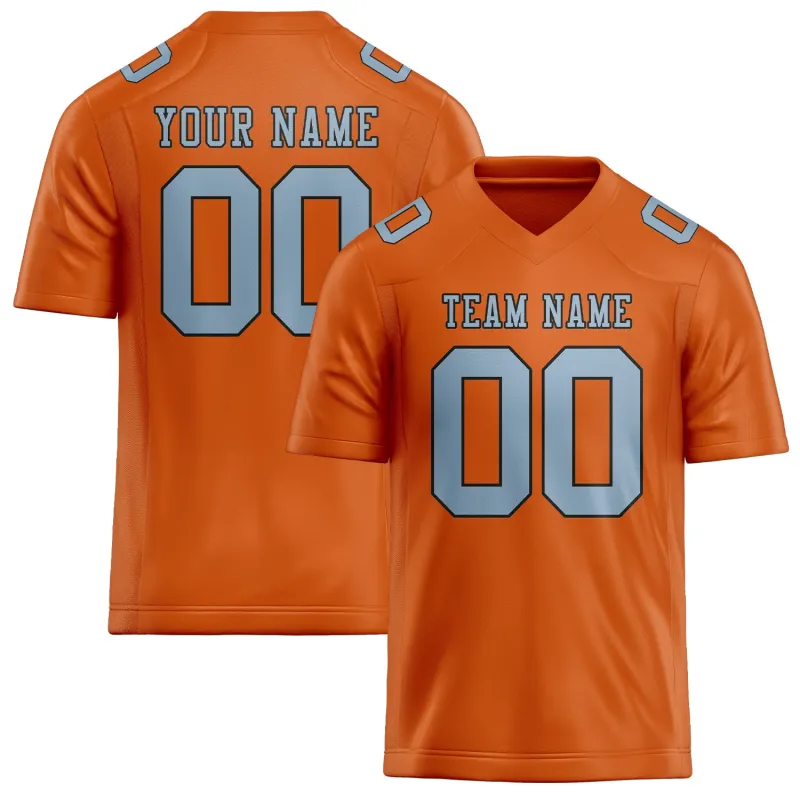 Custom Orange Light Blue Football Jersey made by Tailorly