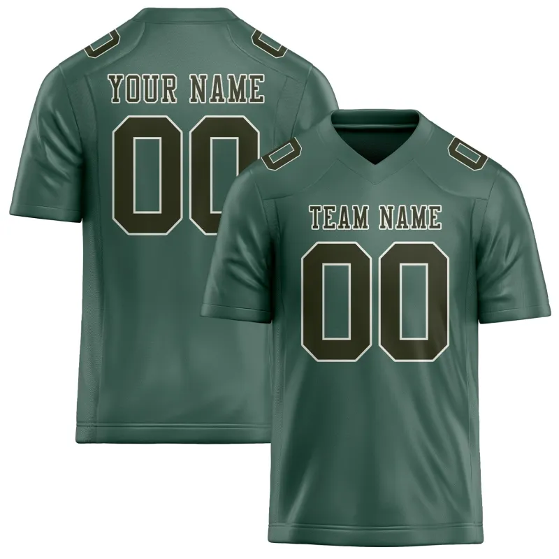 Custom Blue Green Olive Football Jersey made by Tailorly
