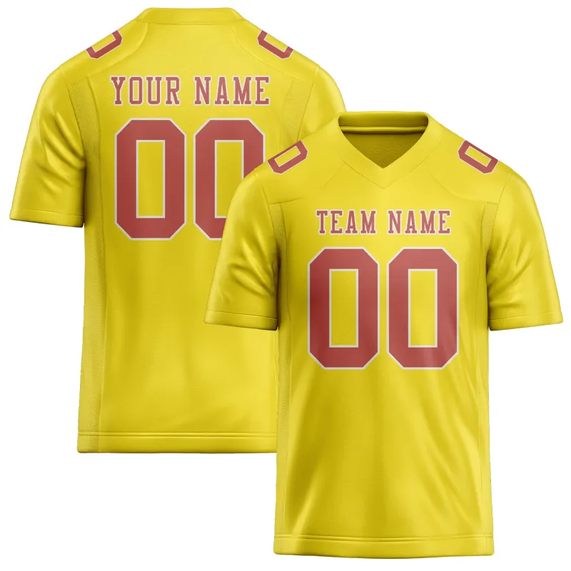 Custom Light Yellow Copper Rose Football Jersey made by Tailorly