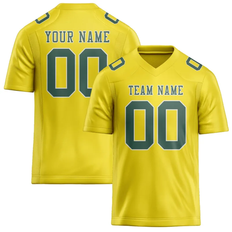 Custom Light Yellow Blue Green Football Jersey made by Tailorly