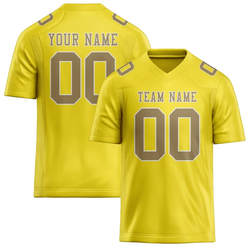 Custom Light Yellow Light Khaki Football Jersey made by Tailorly