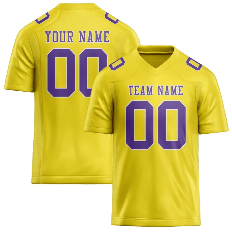 Custom Light Yellow Light Purple Football Jersey made by Tailorly
