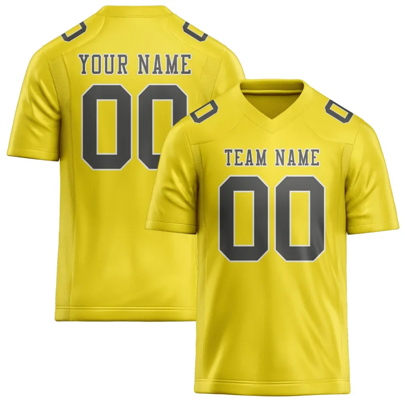Custom Light Yellow Dark Grey Football Jersey made by Tailorly