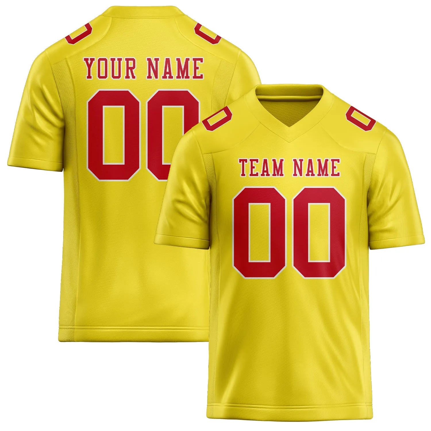 Custom Light Yellow Red Football Jersey sold by Tailorly