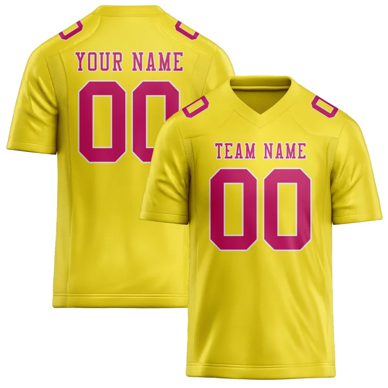 Custom Light Yellow Pink Football Jersey made by Tailorly