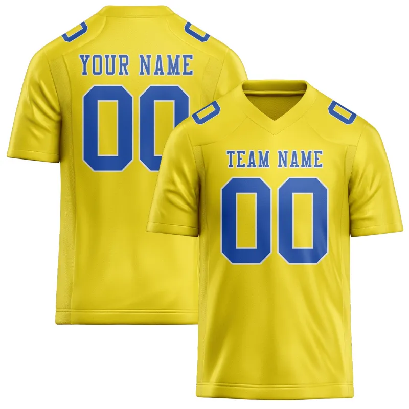 Custom Light Yellow Sky Blue Football Jersey made by Tailorly