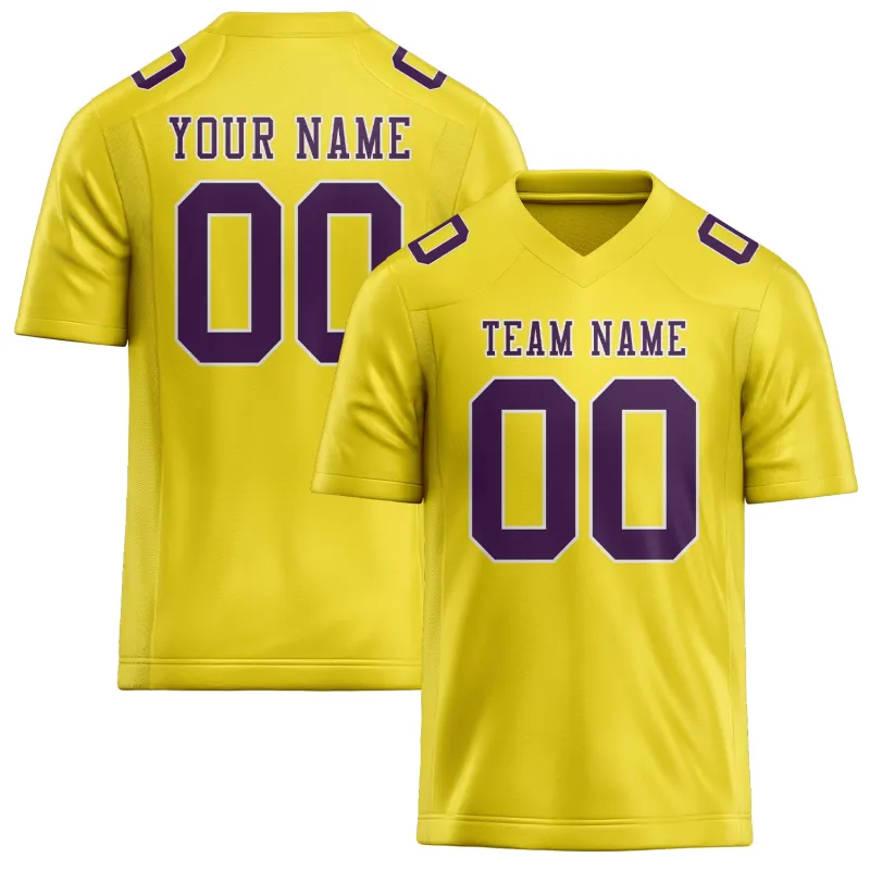 Custom Light Yellow Purple Football Jersey made by Tailorly
