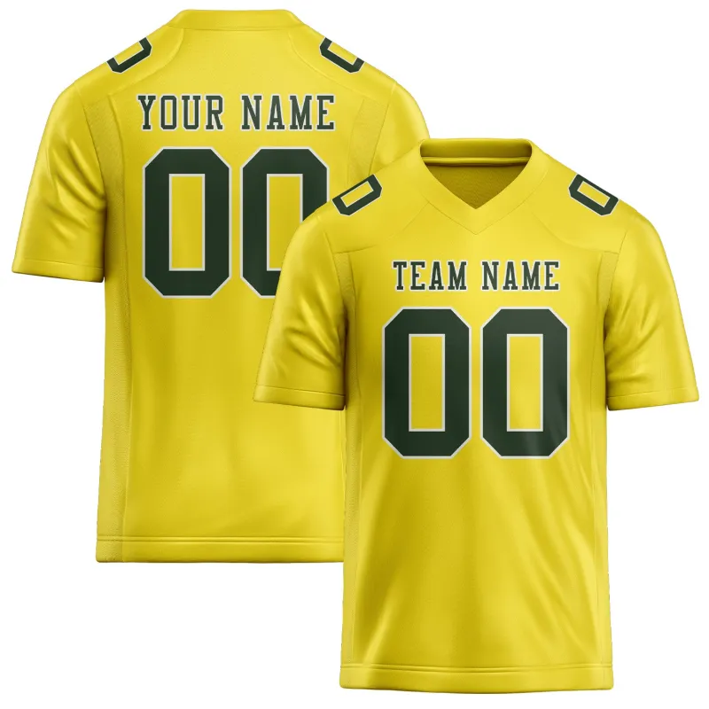 Custom Light Yellow Dark Green Football Jersey made by Tailorly