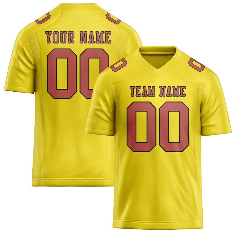 Custom Light Yellow Copper Rose Football Jersey made by Tailorly
