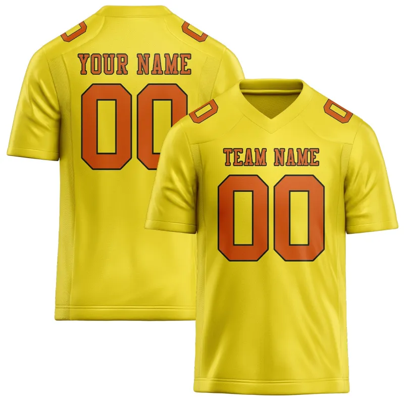 Custom Light Yellow Orange Football Jersey made by Tailorly