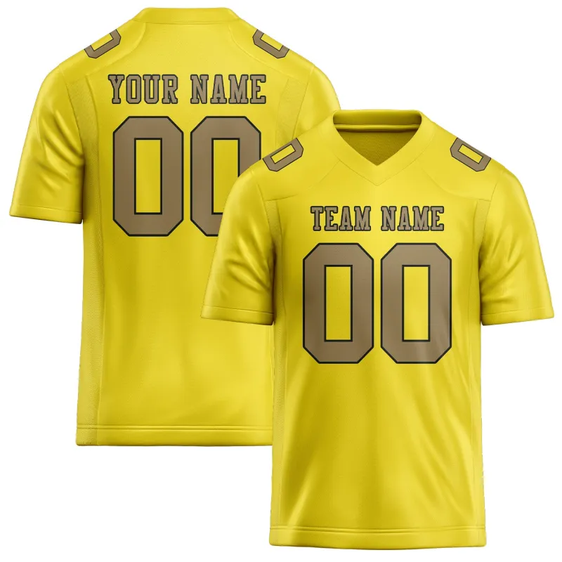 Custom Light Yellow Light Khaki Football Jersey made by Tailorly