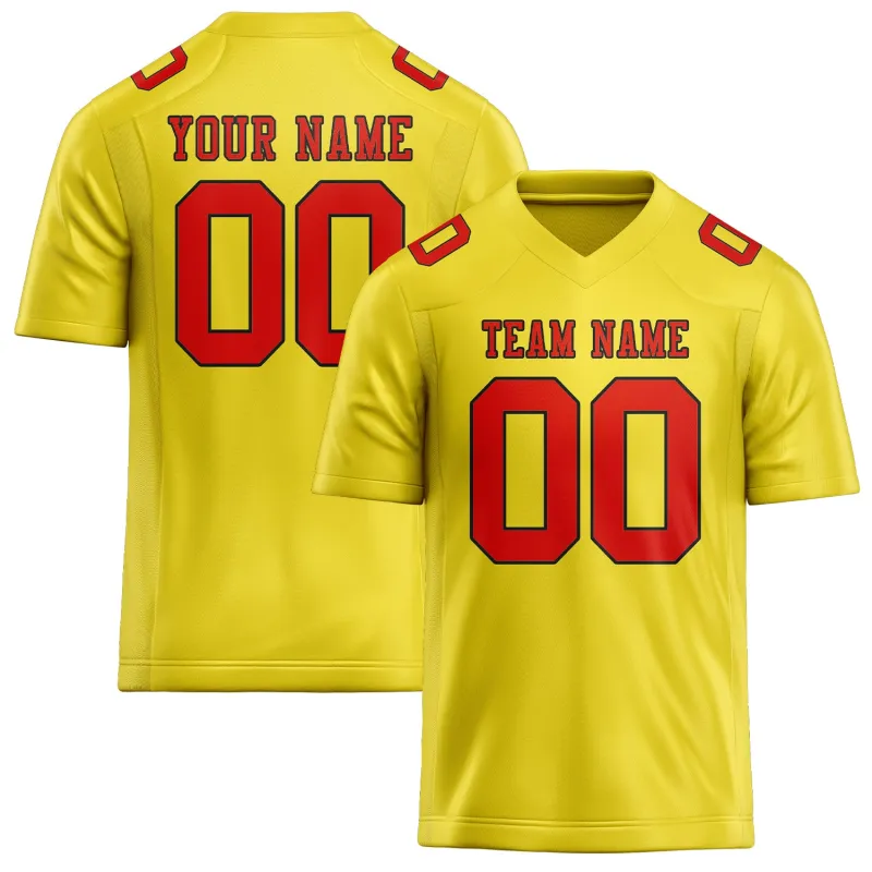 Custom Light Yellow Orange Red Football Jersey made by Tailorly