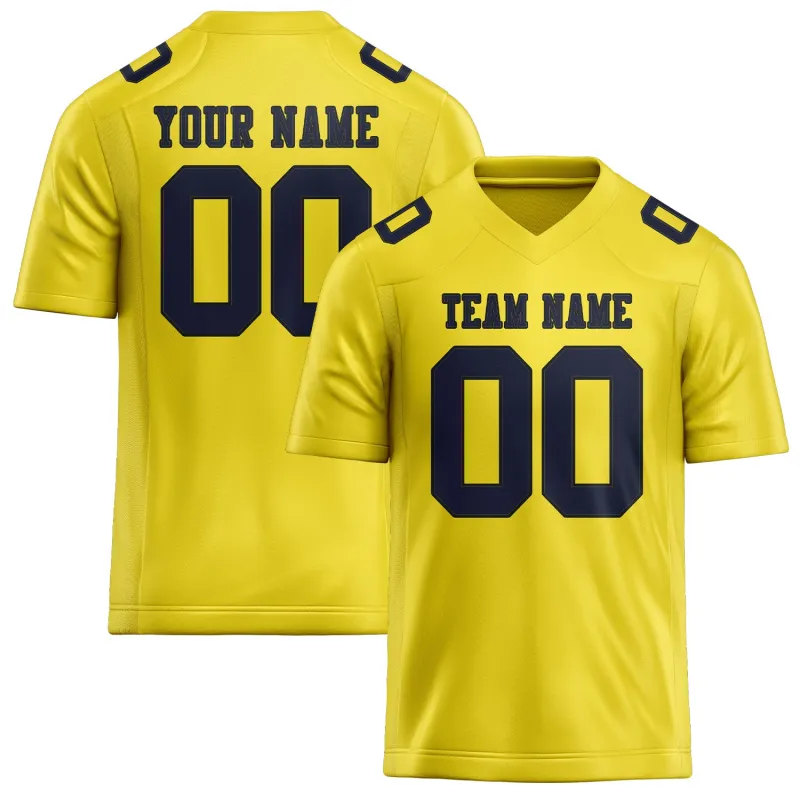 Custom Light Yellow Navy Football Jersey made by Tailorly