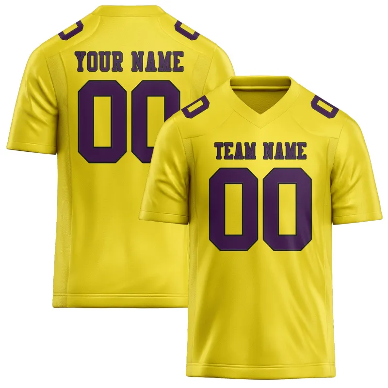 Custom Light Yellow Purple Football Jersey made by Tailorly