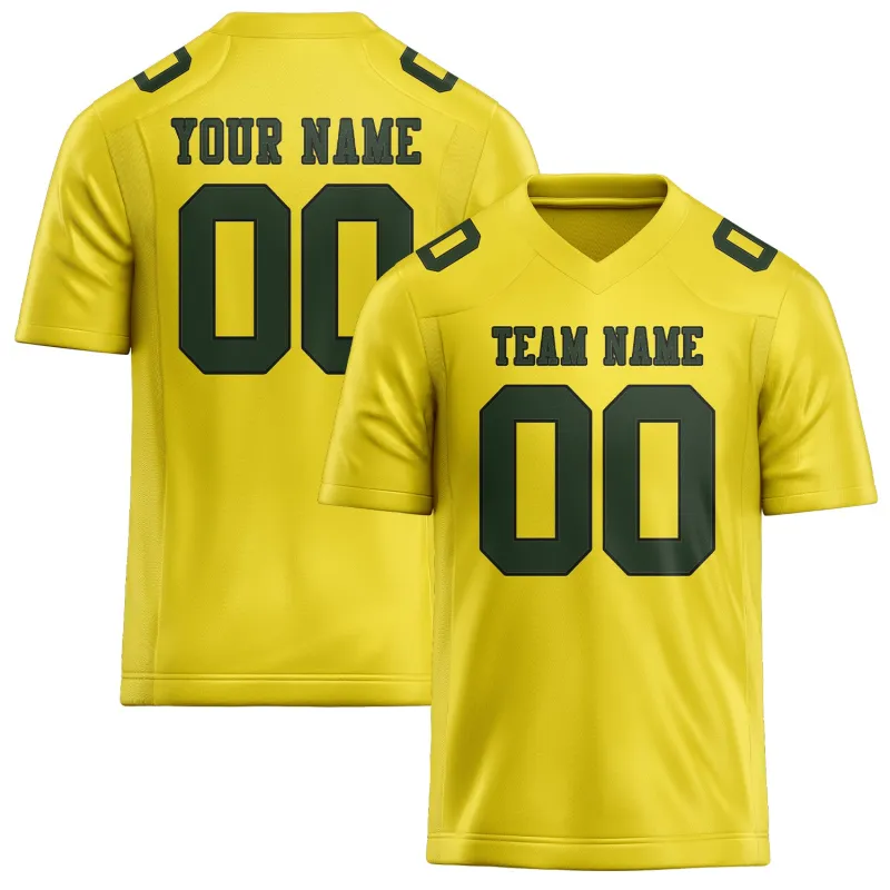 Custom Light Yellow Dark Green Football Jersey made by Tailorly