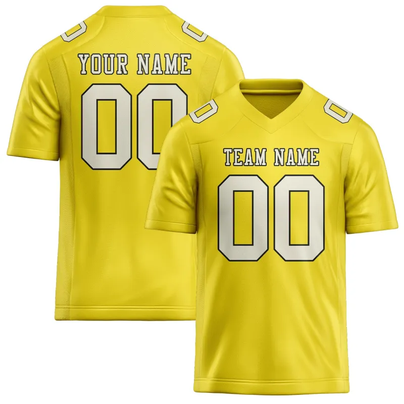 Custom Light Yellow Cream Football Jersey made by Tailorly