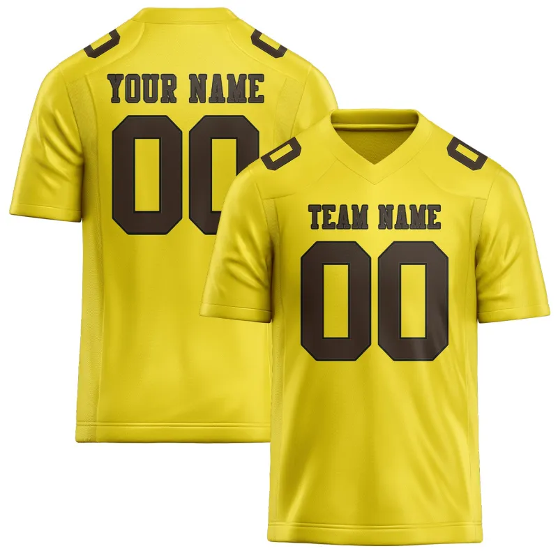 Custom Light Yellow Brown Football Jersey made by Tailorly