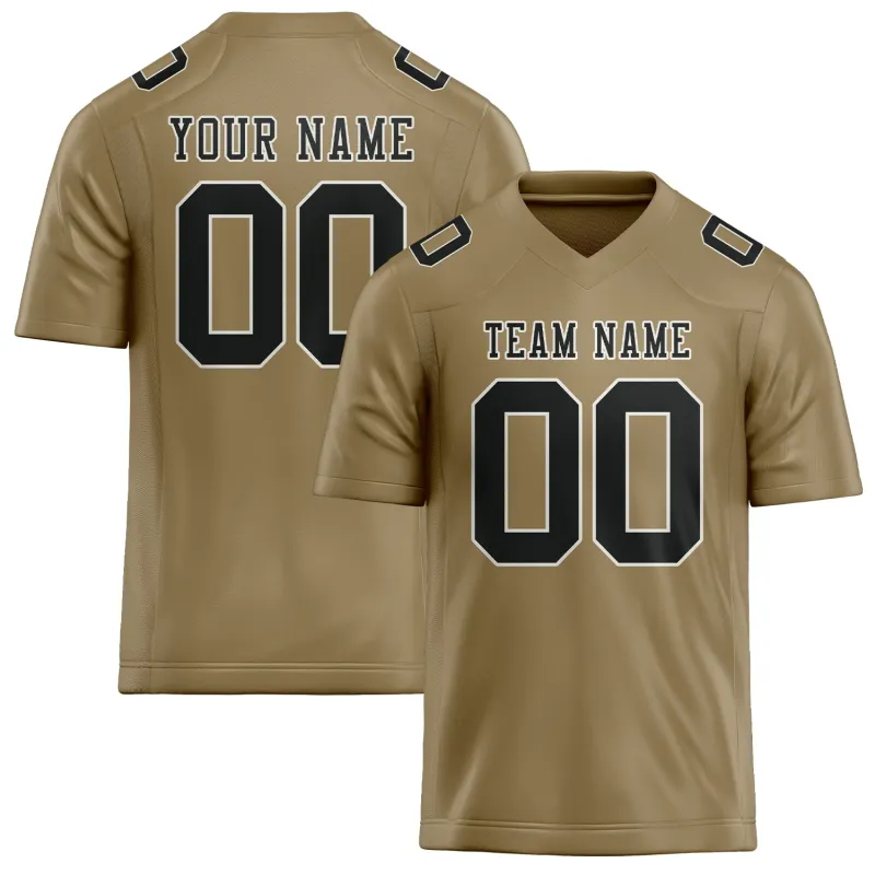 Custom Light Khaki Black Football Jersey made by Tailorly