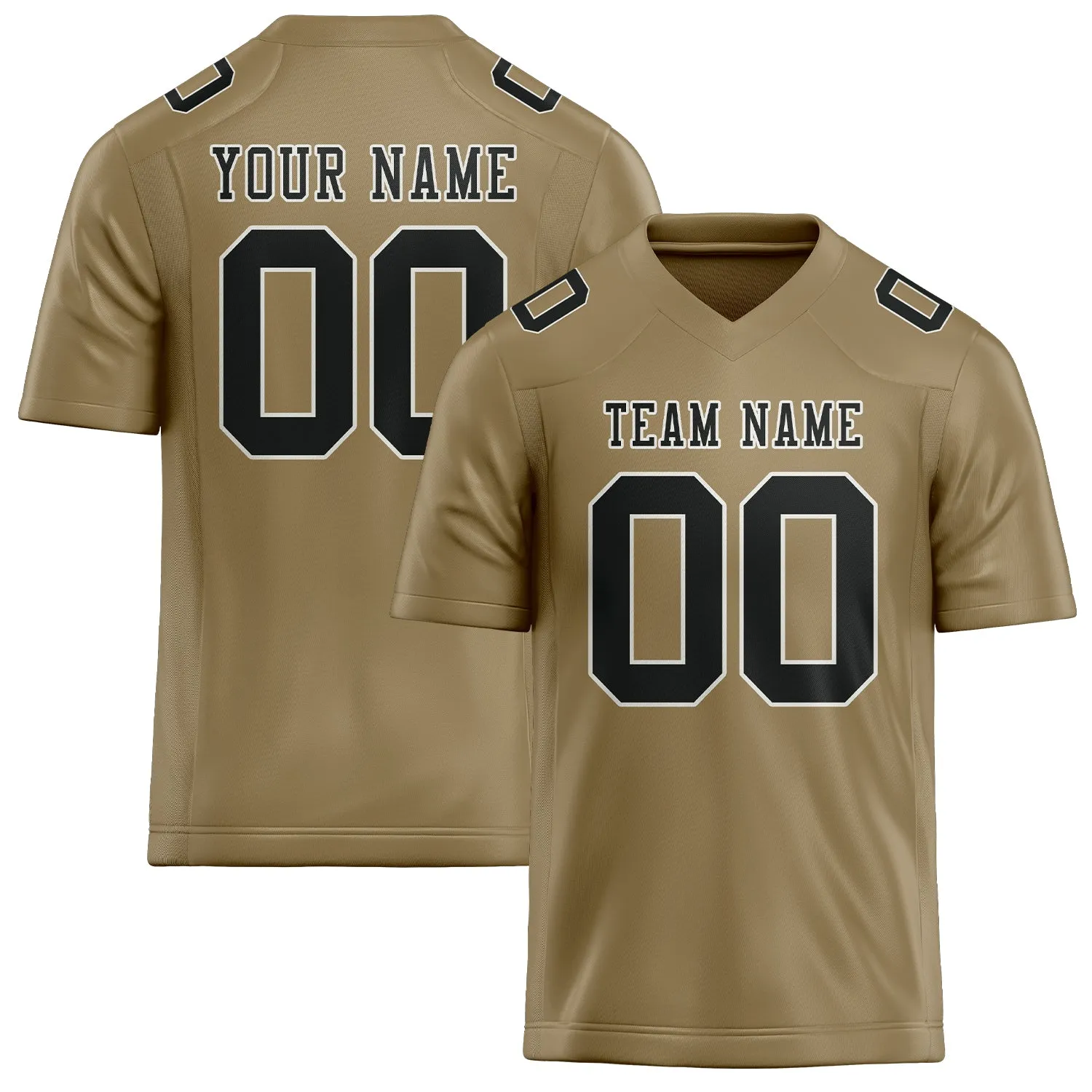 Custom Light Khaki Black Football Jersey sold by Tailorly
