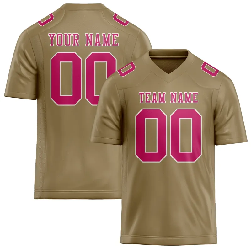 Custom Light Khaki Pink Football Jersey made by Tailorly