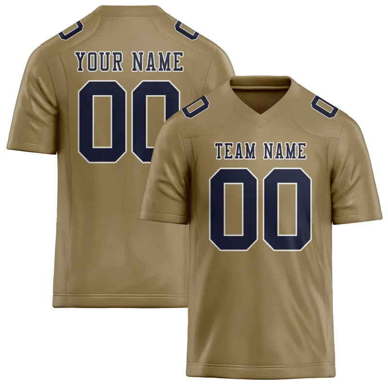 Custom Light Khaki Navy Football Jersey made by Tailorly