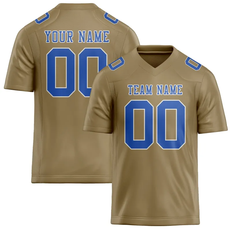 Custom Light Khaki Sky Blue Football Jersey made by Tailorly