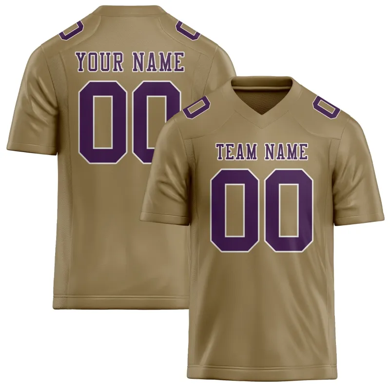 Custom Light Khaki Purple Football Jersey made by Tailorly