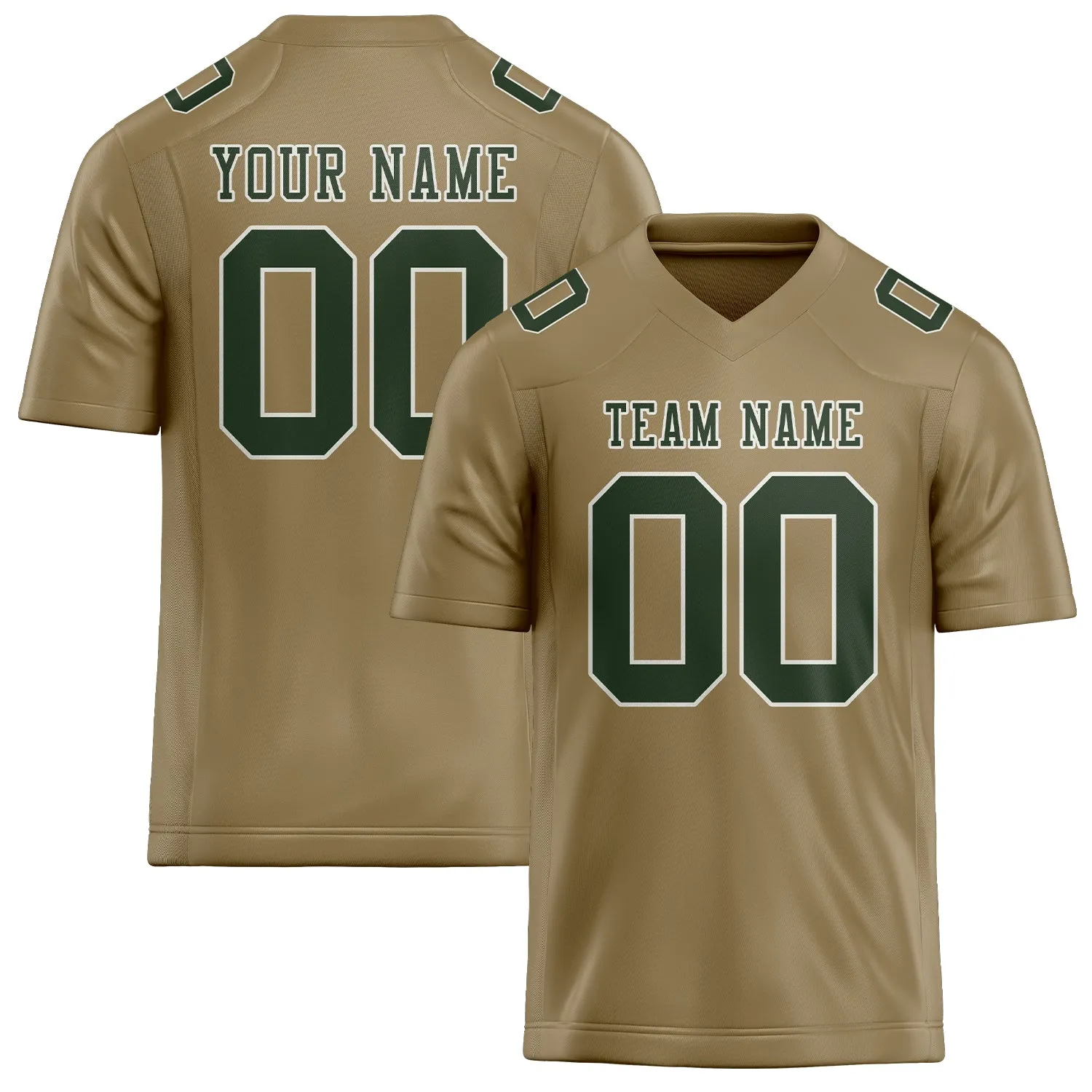 Custom Light Khaki Dark Green Football Jersey sold by Tailorly