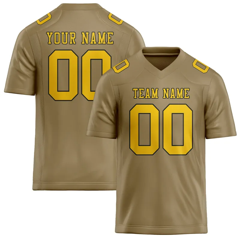 Custom Light Khaki Gold Football Jersey made by Tailorly