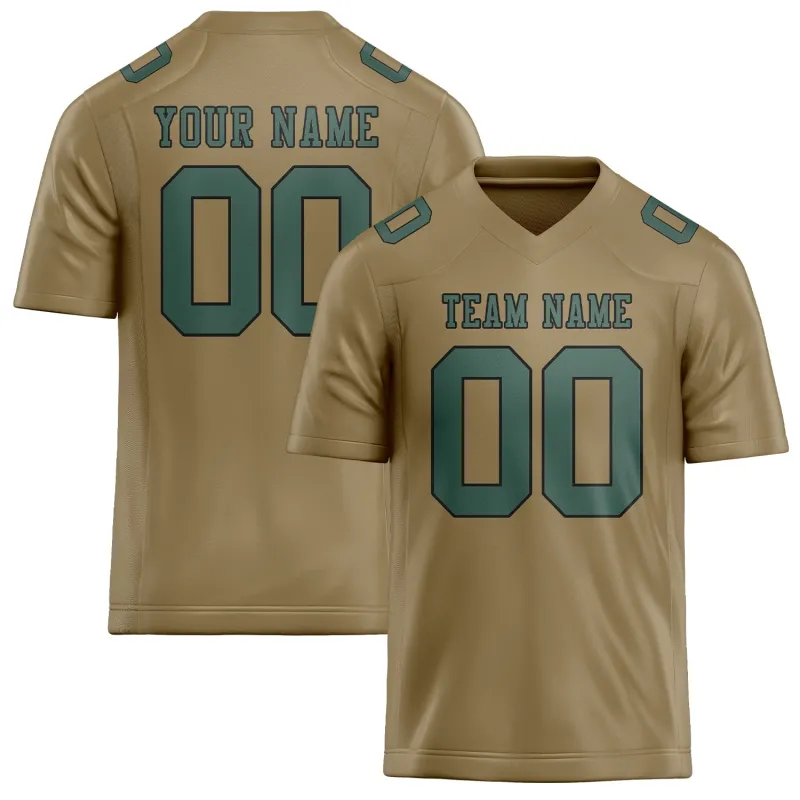 Custom Light Khaki Blue Green Football Jersey made by Tailorly