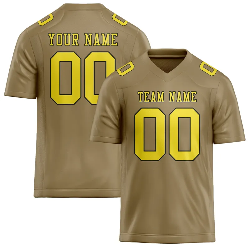 Custom Light Khaki Light Yellow Football Jersey made by Tailorly