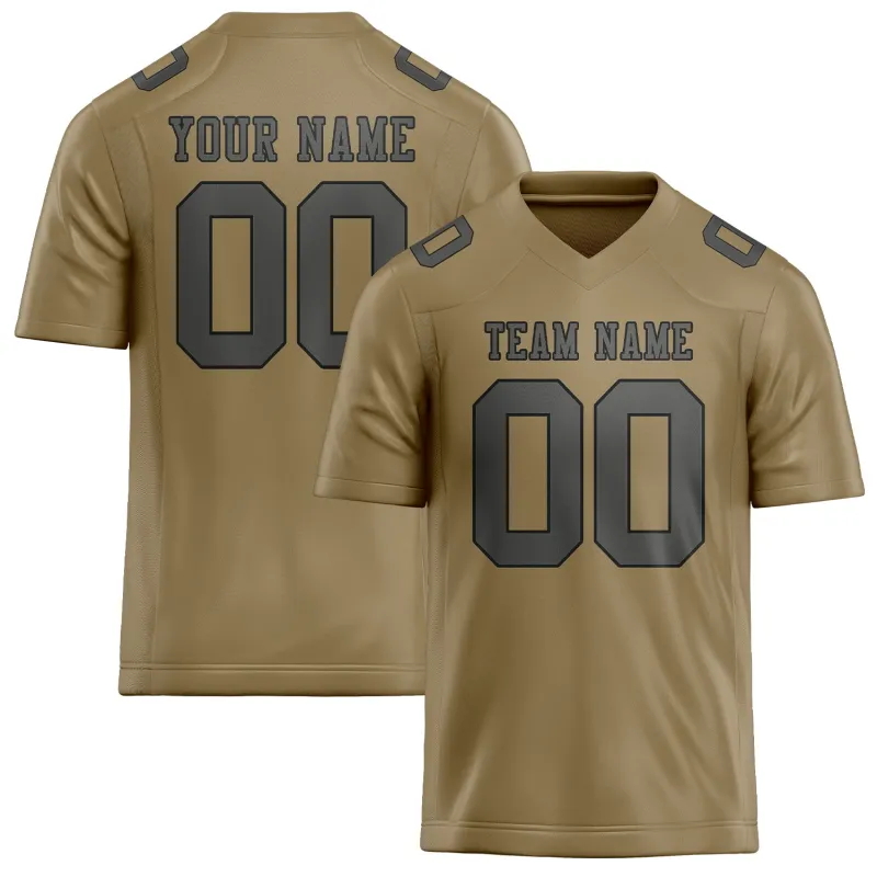 Custom Light Khaki Dark Grey Football Jersey made by Tailorly