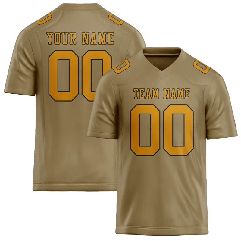 Custom Light Khaki Yellow Football Jersey made by Tailorly