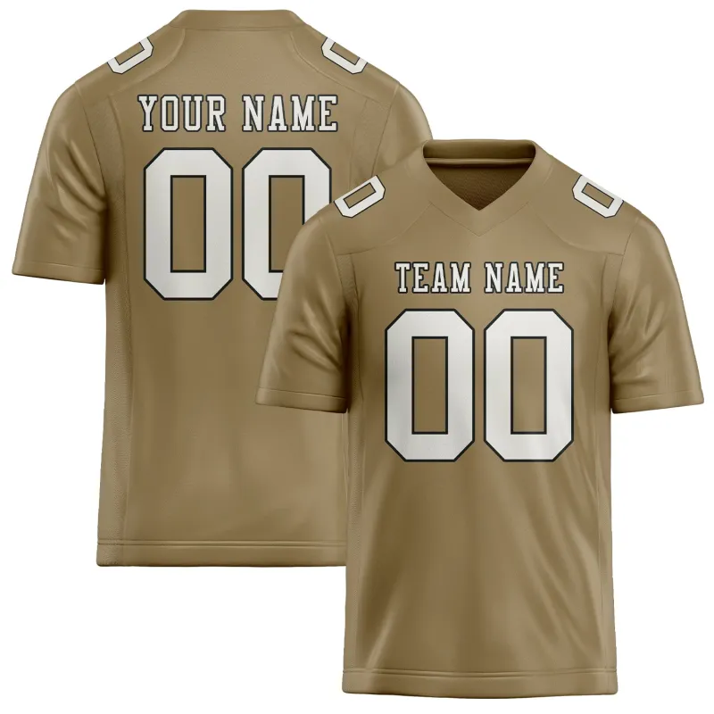 Custom Light Khaki White Football Jersey made by Tailorly