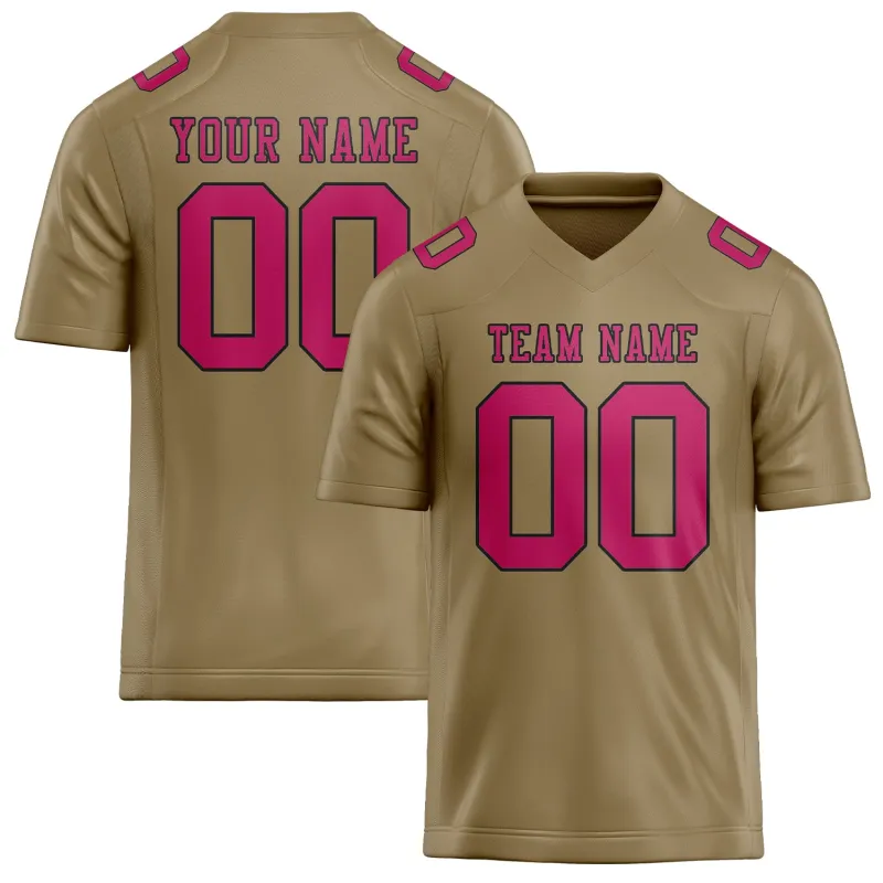Custom Light Khaki Pink Football Jersey made by Tailorly