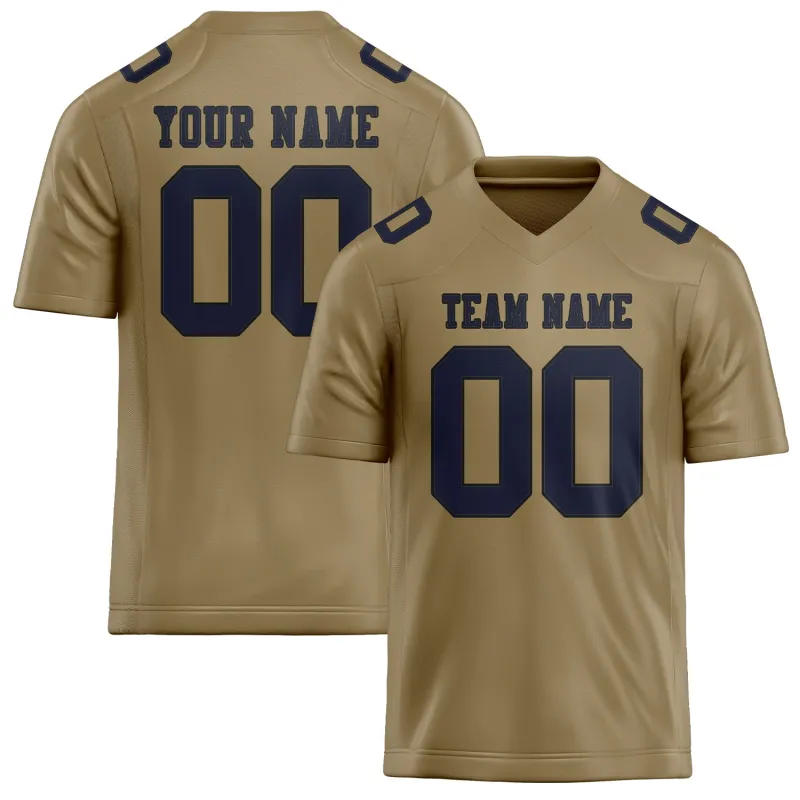 Custom Light Khaki Navy Football Jersey made by Tailorly