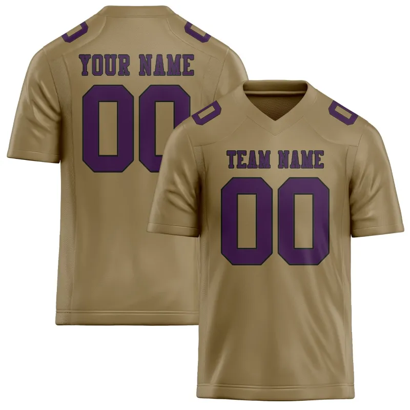 Custom Light Khaki Purple Football Jersey made by Tailorly