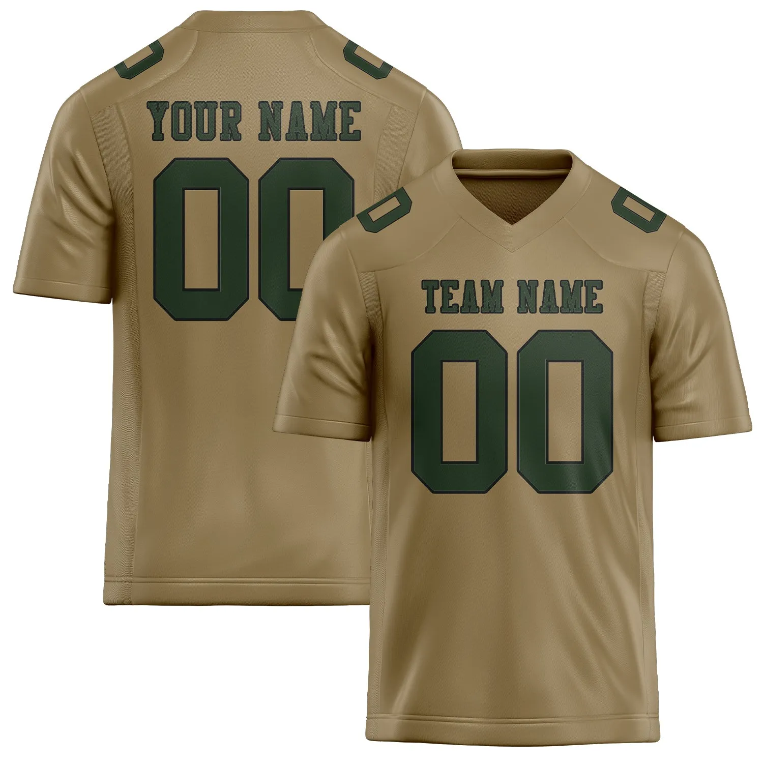 Custom Light Khaki Dark Green Football Jersey sold by Tailorly