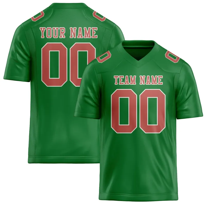 Custom Emerald Green Copper Rose Football Jersey made by Tailorly