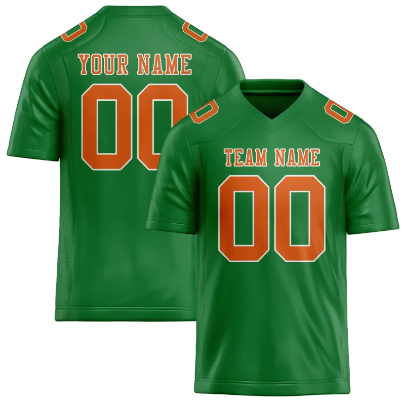 Custom Emerald Green Orange Football Jersey made by Tailorly