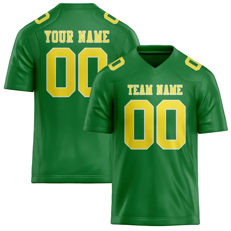 Custom Emerald Green Light Yellow Football Jersey made by Tailorly