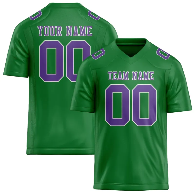 Custom Emerald Green Light Purple Football Jersey made by Tailorly