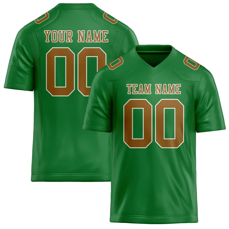 Custom Emerald Green Khaki Football Jersey made by Tailorly