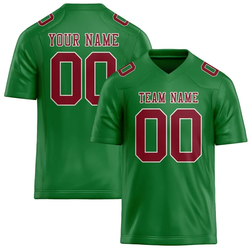 Custom Emerald Green Crimson Red Football Jersey made by Tailorly