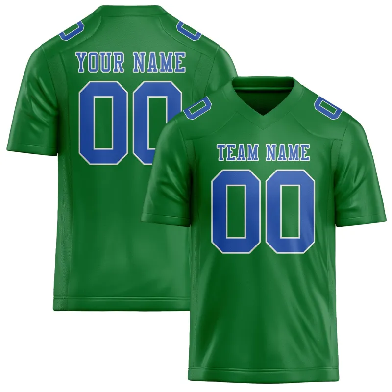 Custom Emerald Green Sky Blue Football Jersey made by Tailorly