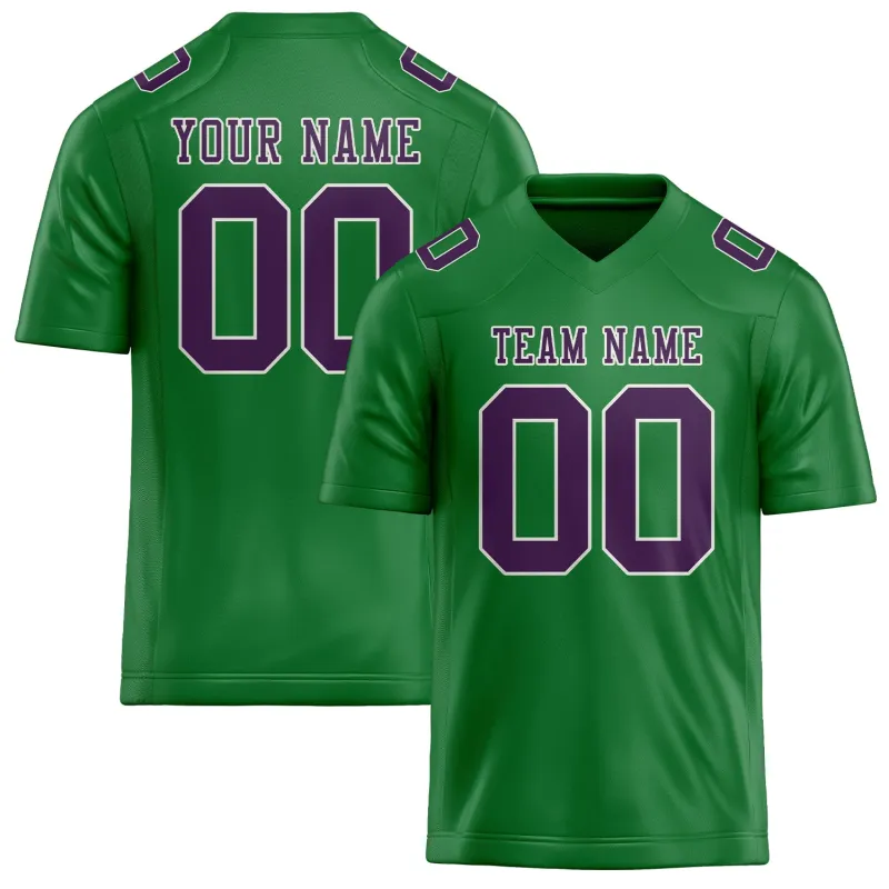 Custom Emerald Green Purple Football Jersey made by Tailorly
