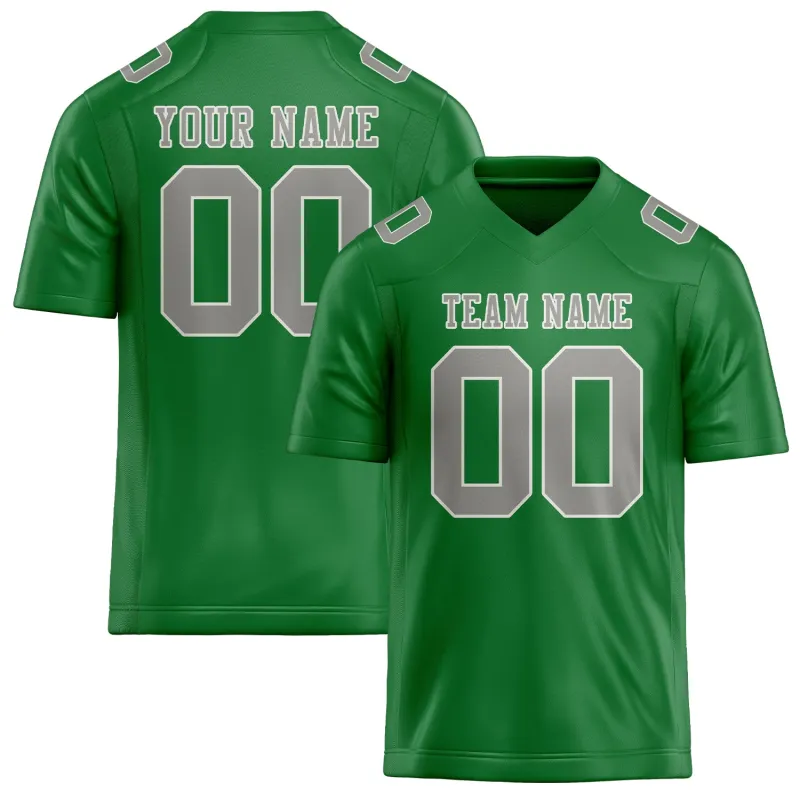 Custom Emerald Green Gray Football Jersey made by Tailorly