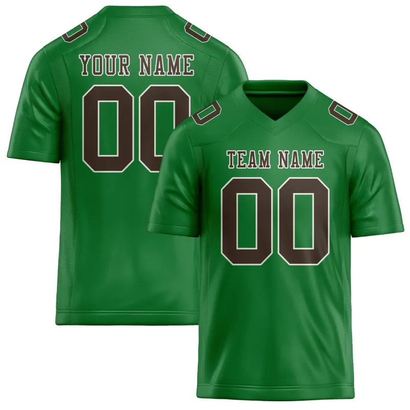 Custom Emerald Green Brown Football Jersey made by Tailorly