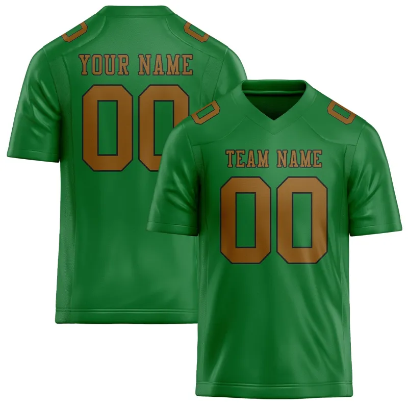 Custom Emerald Green Khaki Football Jersey made by Tailorly