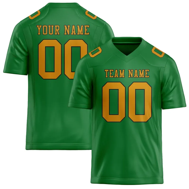 Custom Emerald Green Yellow Football Jersey made by Tailorly